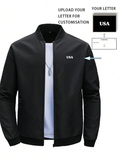 Customized Personalized Clothing Boyfriend Style Men's Zipper Stand Up Collar Long Sleeved Casual Solid Color Outdoor Sports Jacket Outerwear(Can Be Customized With Letter Or Name) Stylish, Fashion, Hipster, Cozy, Easy Costume, Modest Fashion, Minimal Chic, Casual Custom, Unique Christmas Clothes Boyfriend Style Men, Guy Costumes, Capsule Wardrobe, Sporty Wear, Boyfriend Style