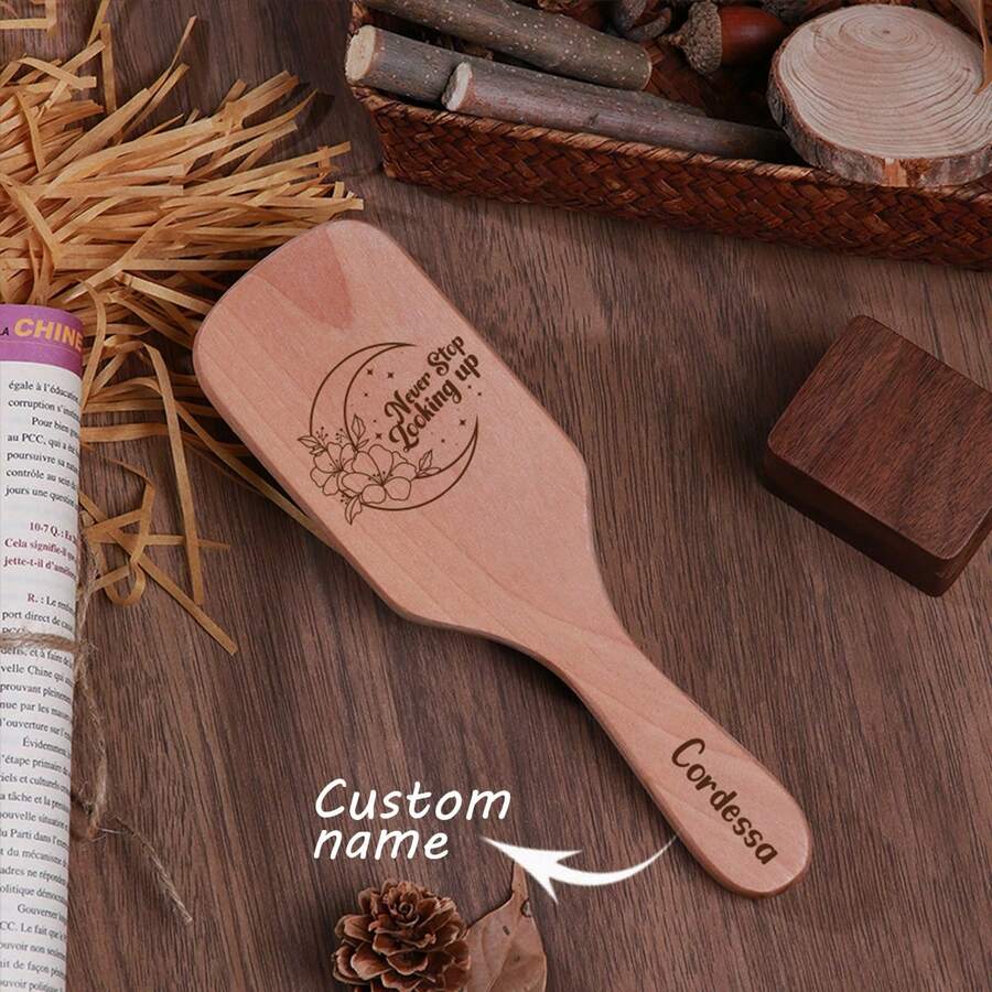 1 cái, Lược tên tùy chỉnh, Máy mát xa da đầu, Lược chống tĩnh điện, Quà tặng kỷ niệm Ngày của Mẹ, Quà tặng lưu niệm, Quà tặng sinh nhật cho bé gái, Quà tặng phù dâu, Lược bướm tùy chỉnh - màu nâu - Xem 1