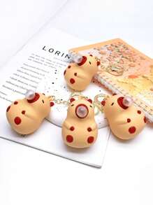 1pc Cute Cartoon Squeeze Stress Relief Plush Doll Bubble Blower Capybara Keychain, Car Bag Pendant Halloween Valentine's Day Valentines Car Accessories Bag Charm School Goth Y2k Christmas Gift Ideas Bag Accessories Lanyards With Id Holder Car Accessories Bag Charms - Khaki - View 5