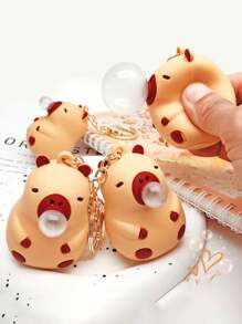 1pc Cute Cartoon Squeeze Stress Relief Plush Doll Bubble Blower Capybara Keychain, Car Bag Pendant Halloween Valentine's Day Valentines Car Accessories Bag Charm School Goth Y2k Christmas Gift Ideas Bag Accessories Lanyards With Id Holder Car Accessories Bag Charms - Khaki - View 1