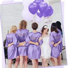15 Stücke Brautjungfer Bademantel Set mit 5 Stücke Schlafmaske, 5 Stücke Elastikhaarbänder und 5 Stücke Brillen für den Hochzeitstag, Hochzeitsvorbereitungen, Junggesellenabschiede, Cosplay, Kostümpartys, Aufführungen