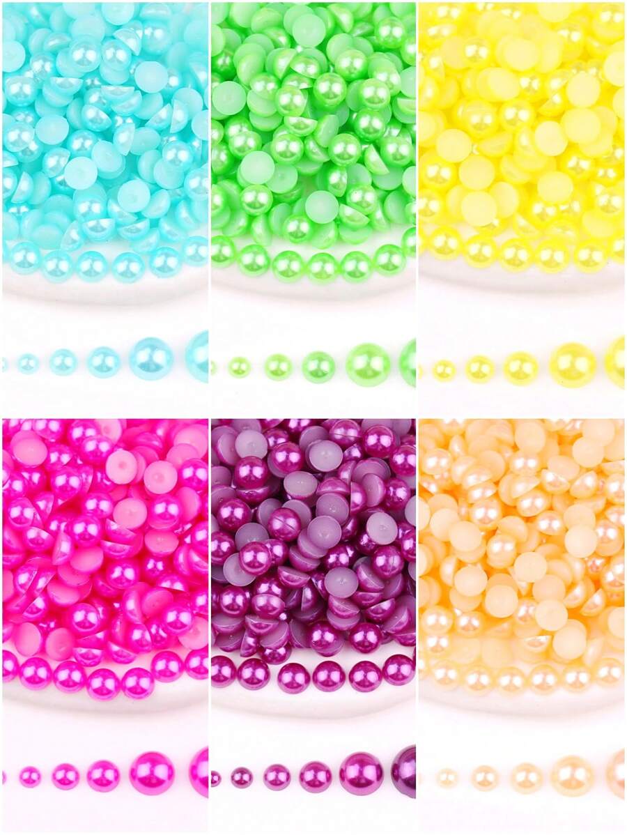 2mm,3mm,4mm,5mm,6mm,8mm,10mm,7 Sizes Non-AB Normal Colors Flat Back Half Round Pearls, Multi Colors Crystal Gems Non Hot Fix DMC Jewelry Rhinestones Beads Stones Diamond 3D Pattern Design Accessories Glitter Manicure Decal Decorations For Clothes,Bag,Shoes,Cups,Phone Covers,Handicrafts,Diy Trim.