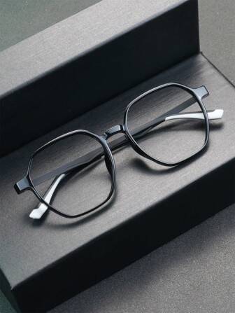 1 Pair High-Quality Vintage Extra-Light Oversized Polygon Rubber Titanium Alloy Eyeglasses, Unisex Blue Light & Anti-Radiation Optical Glasses For Daily Wear Beach Accessories Glasses