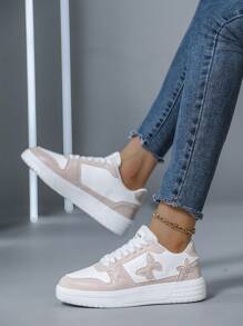 女士时尚全能运动休闲鞋 女士休闲鞋 女士圆头平底鞋 - 轻便透气 探险 女士轻便仿皮运动鞋 女士鞋 美丽粉彩可爱蝴蝶休闲白色时尚运动鞋 步行鞋 - 米色 - 查看 3