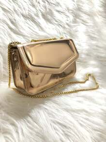 New Arrival Mini Party Bag Metallic Mirrored Cell Phone Holder Coin Purse With Gold Chain - 香檳色 - 查看 1
