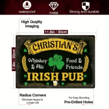 1 件 [定制] 个性化酒吧标牌，自定义名称，复古户外墙牌，适用于家庭、咖啡厅酒吧、厨房、男人窝，12x8 英寸金属标牌 - 彩色 - 查看 2