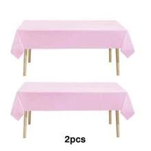 2pcs Plastic Disposable Table Cover, Minimalist Solid Color White Disposable Tablecloth For Party,
