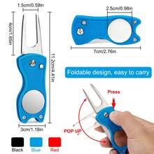1pc Golf Divot Repair Tool Metal Foldable Golf Divot Tool With Pop-Up Button For Professional Golfers - Multicolor - View 7