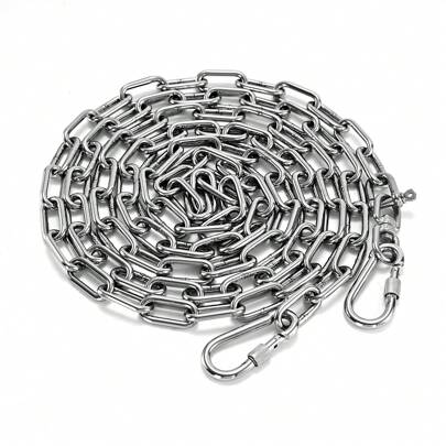 20FT Dog Leash Chains 4MM 304 Stainless Steel Chain Link, Metal Dog Tie Out Cable Heavy Duty Coil Chain With Swivel Hook For Outside (20FT- 4MM)