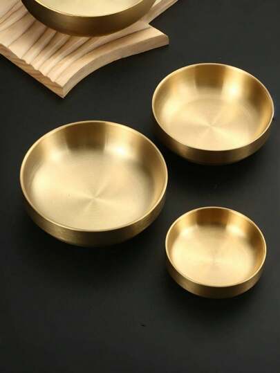 Prato Duplo com Isolamento Térmico e Anti-Escaldante em Aço Inoxidável 304, com Opção Dourada e Prateada, Estilo Coreano, Adequado como Tigela Infantil ou Tigela para Sopa Quente, Três Tamanhos Disponíveis para Piquenique Familiar, Festa ou Uso em Restaurante, Material Escolar, Presente de Natal