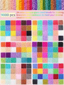 24 colores aproximadamente 9000 cuentas de vidrio opacas de 3mm, mosquetón de bucle abierto y cuerda elástica, color macaron y color Morandi, regalo de vacaciones de verano para hacer pulseras, collares y joyería DIY