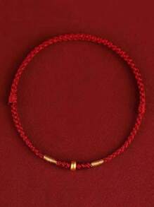 1pc Lucky Red String Braided Beads Bracelets For Women Men - Perfect For Couples, Family, And Friends - Ideal Birthday, Father's Day, And Anniversary Gift For Him And Her