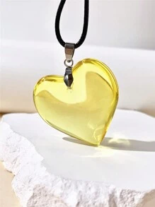 1 pieza Collar con colgante de corazón grande de 35mm de vidrio de color minimalista y único, adecuado para uso diario el Día de San Valentín