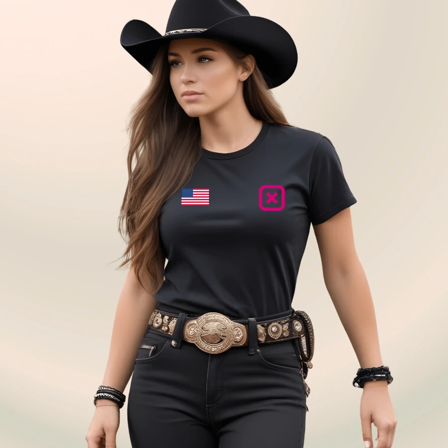 Women's Countryside Basic Cotton T-Shirt Texas Country Txc Pink Logo - 黑色 - 查看 1