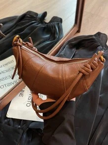 New Stylish Women Retro Simple Dumpling/Crescent Shaped Handbag Shoulder Messenger Bag Purse For Autumn & Winter