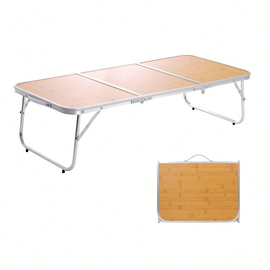 Moosinily Moosinily Small Camping Table 3FT Folding Picnic Table Foldable Low Camp Table Portable Short Aluminum Outdoor Floor Short Beach BBQ Black White Yellow 35.2*15.7 Inch
