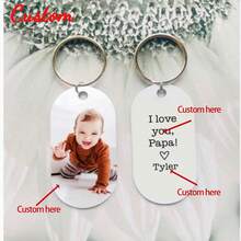 Móc khóa tùy chỉnh cho bố, Móc khóa ảnh I Love You Dad, Quà tặng Ngày của Cha được cá nhân hóa, Quà tặng cho bố mới, Móc khóa hai mặt có hình ảnh - Bạc - Xem 2