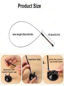 1pc Random Suction Cup Steel Wire Feather Cat Toy Wand, Pet Toy, Can Stick On Smooth Surface, Glass, Wall To Play With Cats