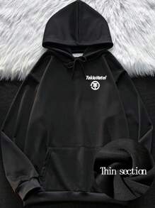 Back Print Hoodie Men Vintage Oversized Sweatshirt Men's Gothic Black Streetwear 400g - Black - View 1