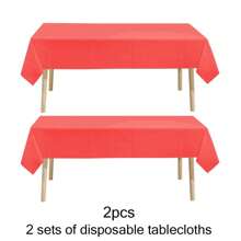 2pcs Plastic Disposable Table Cover, Minimalist Solid Color White Disposable Tablecloth For Party,