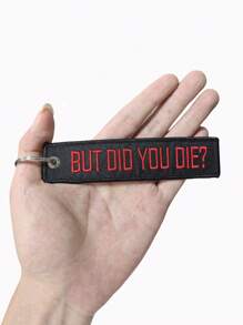 XIANG YU 1/5 pezzi Portachiavi ricamato doppia faccia - 3x13cm, con frasi brevi personalizzate, parole e marcatori di identità unici