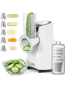 Electric Cheese Grater, Reemix 5 Multi Blade Cheese Shredder Salad Maker For Home Kitchen Use, Detachable Vegetable Slicer Electric Grater For Cheese, Vegetables, Fruits - US A Type Plug(110-127V) - View 1