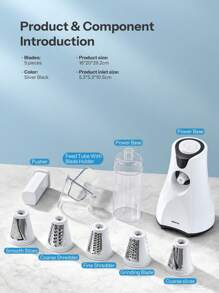 Electric Cheese Grater, Reemix 5 Multi Blade Cheese Shredder Salad Maker For Home Kitchen Use, Detachable Vegetable Slicer Electric Grater For Cheese, Vegetables, Fruits - US A Type Plug(110-127V) - View 6