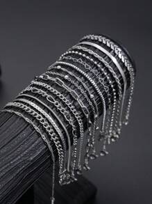 15 件心形链手链套装，女士节日约会日常佩戴配饰，圣诞礼物