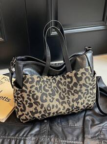 The New Atmospheric Fashion Exquisite Tote Bag Leisure Commuting High-Volume Popular Leopard Print Shoulder Shoulder Tote Bag, Cheetah Print Bag For Women Leopard Comeback
