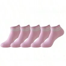 5 Pairs Grip Socks For Women, Non Slip Pilates Yoga Socks With Double Stripes Non Slip Socks For Workout, Ballet, Athletic Socks