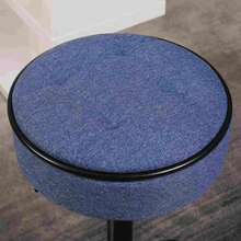 Binlin Taburetes de bar giratorios y sin respaldo de tela de lino con reposapiés, sillas de bar ajustables en altura con base de metal para cocina, pub, isla, juego de 2, azul