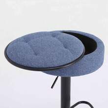 Binlin Taburetes de bar giratorios y sin respaldo de tela de lino con reposapiés, sillas de bar ajustables en altura con base de metal para cocina, pub, isla, juego de 2, azul