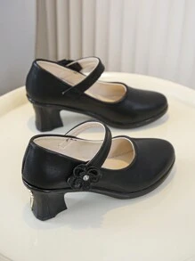 Girls' Black Patent Leather High Heel Stage Performance Princess Dress Shoes, Spring Autumn - Black - View 4