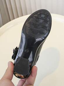 Girls' Black Patent Leather High Heel Stage Performance Princess Dress Shoes, Spring Autumn - Black - View 7