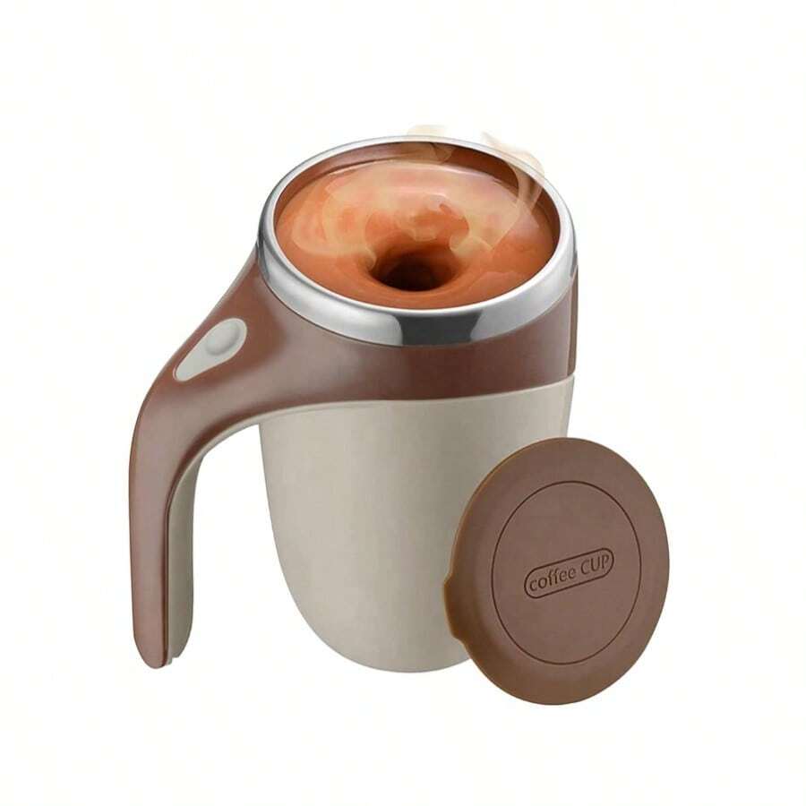 Mibee 380mL Self Stirring Mug With Lid Electric Stainless Steel Automatic Magnetic Stirring Coffee Cup - màu nâu - Xem 1