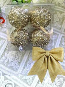 5pcs Christmas Decorations Set - Colorful Glitter Balls, Ribbon Bows Ornaments For Christmas Tree, Window Display, Halloween, Halloween Decoration - Multicolor - View 15