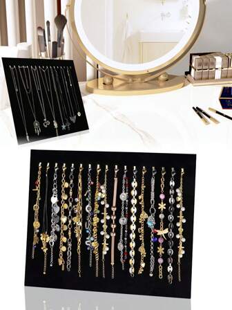 2pcs 17 Hooks Necklace Jewelry Tray, Jewelry Display Organizer, Necklace Holder, Bracelet Chain Showcase, 14.7"X12"