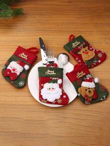 1pc Christmas Decorations Restaurant Table Decorations Tableware Sets Knife And Fork Sets Gift Bags Christmas Socks Wall Decorations Sequins Small Socks Christmas Tree Pendants Gift Bags Wall Hangings Home Decoration - Multicolor - View 5