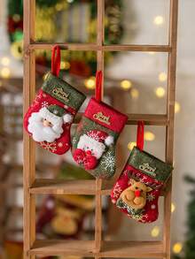 1pc Christmas Decorations Restaurant Table Decorations Tableware Sets Knife And Fork Sets Gift Bags Christmas Socks Wall Decorations Sequins Small Socks Christmas Tree Pendants Gift Bags Wall Hangings Home Decoration - Multicolor - View 4