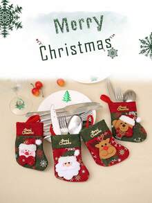 1pc Christmas Decorations Restaurant Table Decorations Tableware Sets Knife And Fork Sets Gift Bags Christmas Socks Wall Decorations Sequins Small Socks Christmas Tree Pendants Gift Bags Wall Hangings Home Decoration - Multicolor - View 3