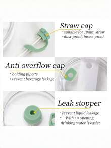 1 套 10 毫米吸管盖，适用于 30 盎司和 40 盎司玻璃杯，可爱硅胶吸管盖，防止溢出，杯形软硅胶吸管盖，适用于 10 毫米吸管 - 彩色 - 查看 3
