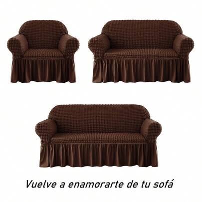 MELLOWIND Funda de sofá de tela elástica 3D con diseño de burbujas, falda decorativa, lavable, con buena elasticidad, fácil de instalar, suave al tacto y resistente a la suciedad. Ideal para salones, dormitorios, oficinas, entre otros espacios. Especialmente adecuada para lugares con mascotas como gatos y perros. Disponible en varias tallas.