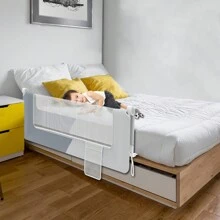 YUENFONG Sponda letto, sponda protettiva per letto, portatile, 150 cm, sponda pieghevole per bambini, sponda per lettino per bambini, pieghevole, portatile, lettino anticaduta per neonati e bambini nel letto dei genitori, 150/180/200 cm, grigio/ grigio melange - Grigio Chiaro - Visualizzare 5
