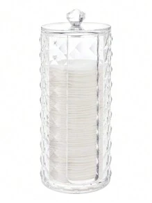 1set 3pcs Diamond Pattern Acrylic Makeup Organizer Tray,Transparent Acrylic Cosmetic Storage Box Dispenser, Bathroom Jar Display Rack With Lid,For Holiday Beach, Bathroom Collection, Bedroom Collection, Large Capacity,Makeup Bag,Travel Essential - Clear - View 4