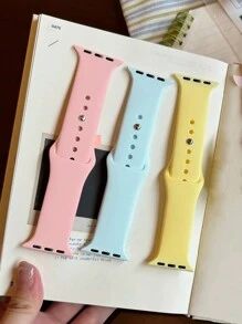 3pcs Multi-Color Soft Silicone Sports Studs Watch Strap Comfortable Adjustable Waterproof Wristband, For Apple Watch Band 38/40/41/42/44/45/46/49mm, For Apple Watch Series Ultra/SE/11/10/9/8/7/6/5/4/3/2/1, Intelligent Watch Accessories - Multicolor - View 2