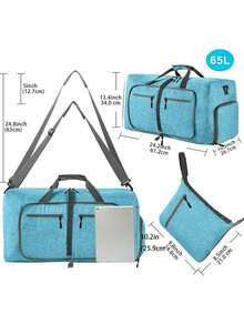 1pc Men 65L Foldable Travel Bag With Shoe Compartment, Overnight Carry-On Duffel Bag, Oxford Polyester Weekender Bag With Shoulder Strap, Unisex Luggage - 85L, Multiple Colors Available
