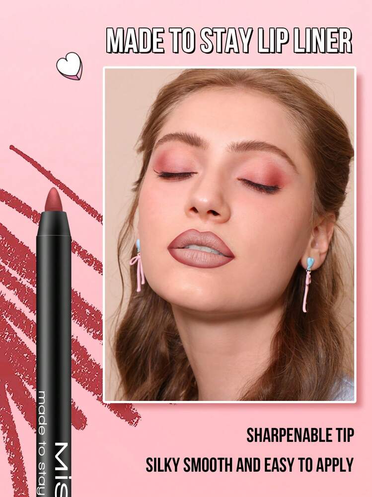Misslyn 2pcs Lasting Lip Liner Set. Long-Lasting Lip Liner, Highly Pigmented, Can Be Sharpened Gel Lip Pencil, Smooth Application, Natural Makeup Effect, High Color Payoff, Create Natural Lip Makeup. - 138+05 - View 7