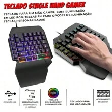 Kit Gamer Mobilador 1 Mão Tipo C V8 Free Fire COD Teclado e Mouse P/ Celular - Preto - Visão 2