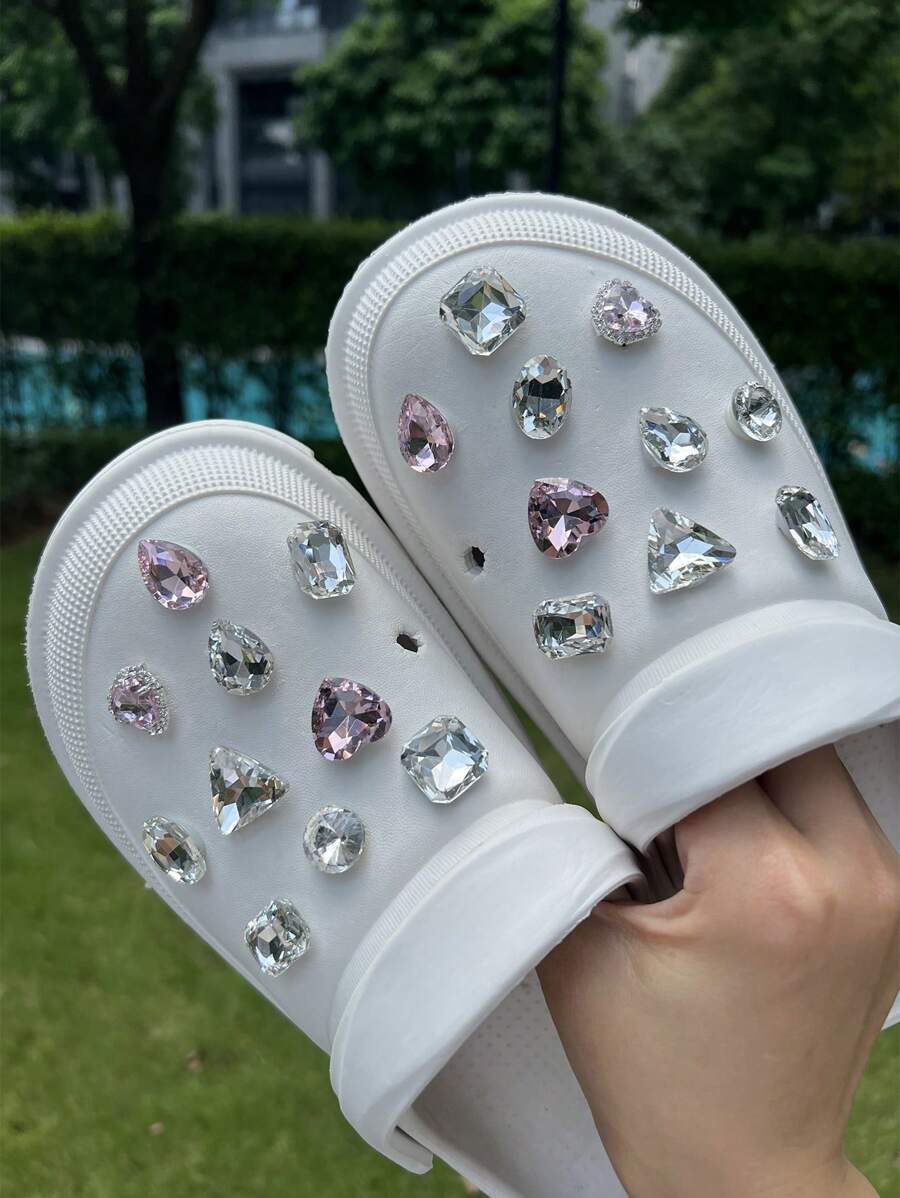 20pcs/Set Luxury Bling-Bling Crystal Rhinestone Shoe Charms For Beach Sandals And Shoes