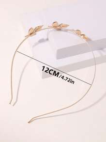 3 piezas Diademas elegantes con decoración de hojas y pedrería - Dorado - Ver 3